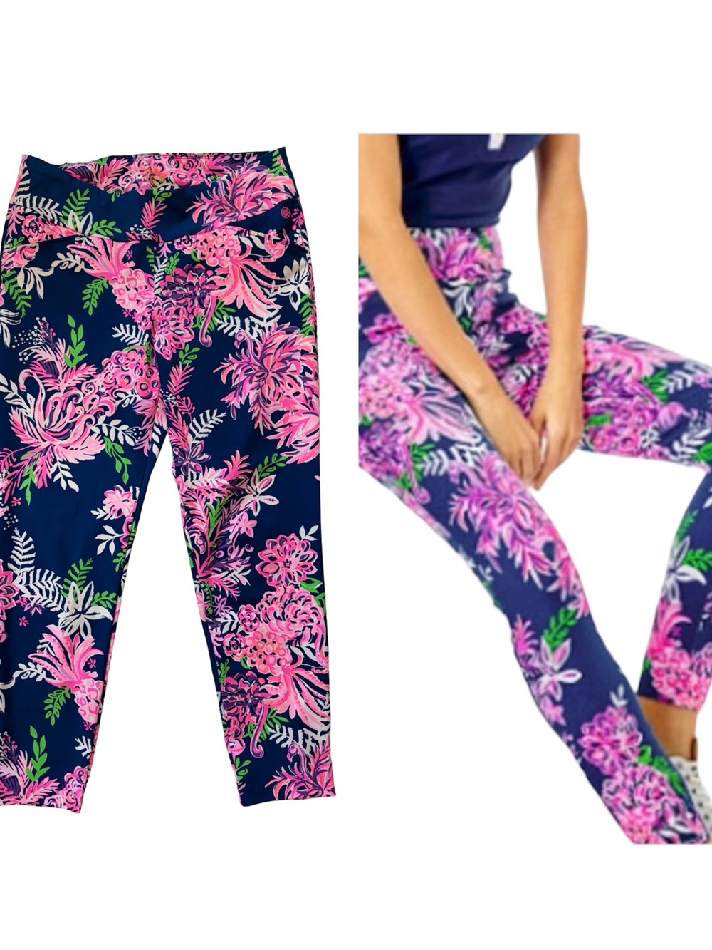 Lilly Pulitzer Oyster Bay Navy UPF 50+ Luxletic Corso Golf Pants 12